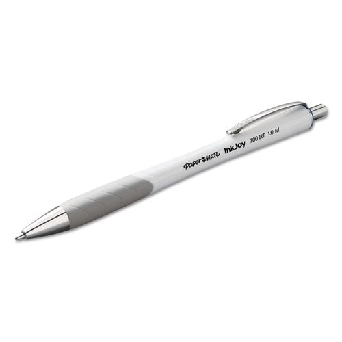 Image of Paper Mate® InkJoy 700 RT Ballpoint Pen, Retractable, Medium 1 mm, Blue Ink, White/Gray Barrel, Dozen