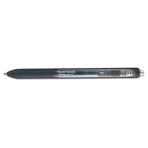 Image of Paper Mate® InkJoy Gel Pen, Retractable, Fine 0.5 mm, Black Ink, Black Barrel, Dozen