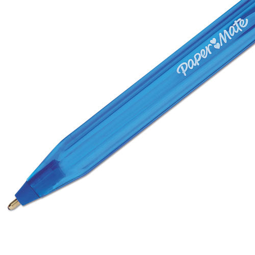 Image of Paper Mate® InkJoy 100 Ballpoint Pen, Stick, Medium 1 mm, Blue Ink, Translucent Blue Barrel, Dozen