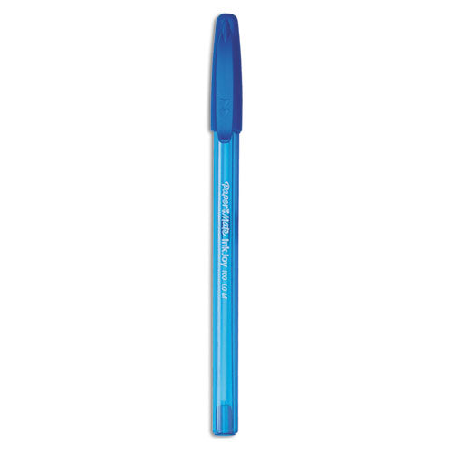 Image of Paper Mate® InkJoy 100 Ballpoint Pen, Stick, Medium 1 mm, Blue Ink, Translucent Blue Barrel, Dozen