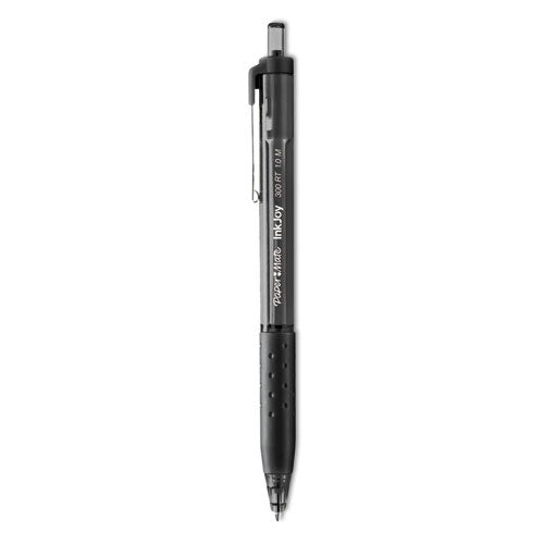 Image of Paper Mate® InkJoy 300 RT Ballpoint Pen, Retractable, Medium 1 mm, Black Ink, Black Barrel, Dozen