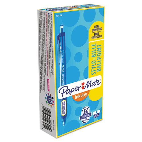 Image of Paper Mate® Inkjoy 300 Rt Ballpoint Pen, Retractable, Medium 1 Mm, Blue Ink, Blue Barrel, Dozen