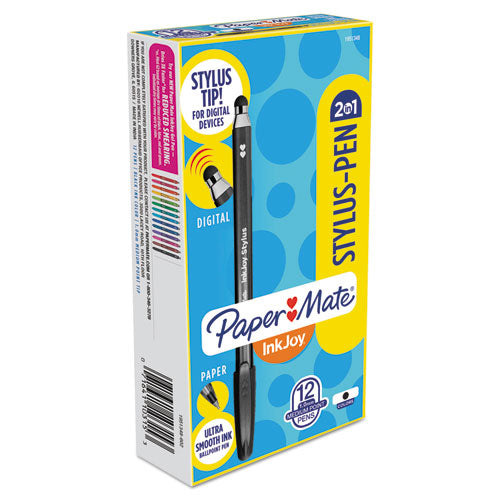 Image of Paper Mate® Inkjoy 100 Ballpoint Pen/stylus, Stick, Medium 1 Mm, Black Ink, Black Barrel, Dozen