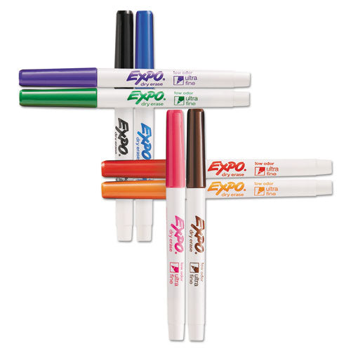 Image of EXPO® Low-Odor Dry-Erase Marker, Extra-Fine Bullet Tip, Assorted Colors, 8/Set