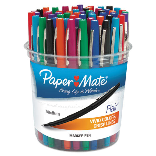 Image of Paper Mate® Point Guard Flair Felt Tip Porous Point Pen, Stick, Bold 1.4 Mm, Assorted Ink And Barrel Colors, 48/pack