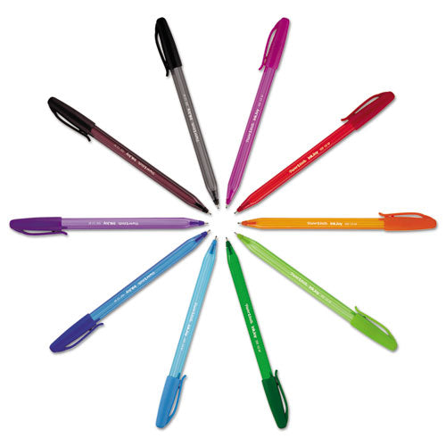 Image of Paper Mate® InkJoy 100 Ballpoint Pen, Stick, Medium 1 mm, Blue Ink, Translucent Blue Barrel, Dozen