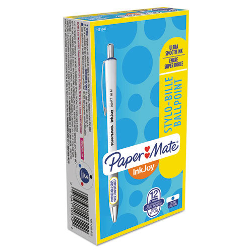 Image of Paper Mate® InkJoy 700 RT Ballpoint Pen, Retractable, Medium 1 mm, Blue Ink, White/Gray Barrel, Dozen