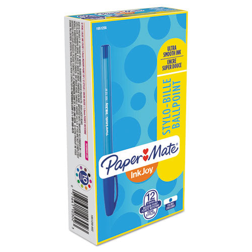 Image of Paper Mate® InkJoy 100 Ballpoint Pen, Stick, Medium 1 mm, Blue Ink, Translucent Blue Barrel, Dozen