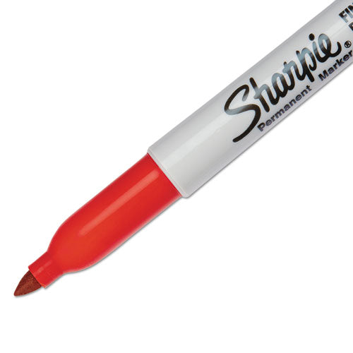 Image of Sharpie® Fine Tip Permanent Marker, Fine Bullet Tip, Red, Dozen