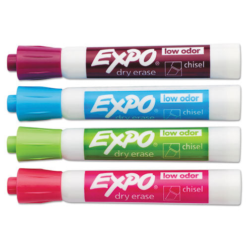 Image of EXPO® Low-Odor Dry-Erase Marker, Broad Chisel Tip, Assorted Pastel Colors, 4/set