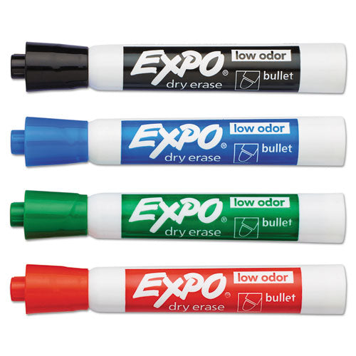 Image of EXPO® Low-Odor Dry-Erase Marker, Medium Bullet Tip, Assorted Colors, 4/set