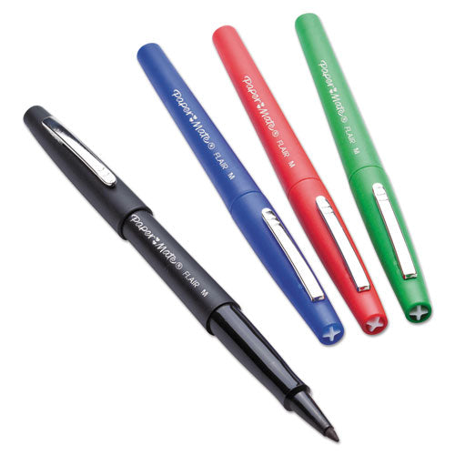 Image of Paper Mate® Point Guard Flair Felt Tip Porous Point Pen, Stick, Bold 1.4 Mm, Red Ink, Red Barrel, 36/box