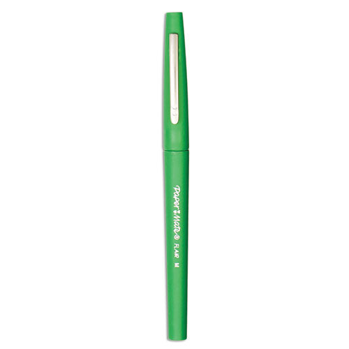 Image of Paper Mate® Point Guard Flair Felt Tip Porous Point Pen, Stick, Medium 0.7 Mm, Green Ink, Green Barrel, Dozen