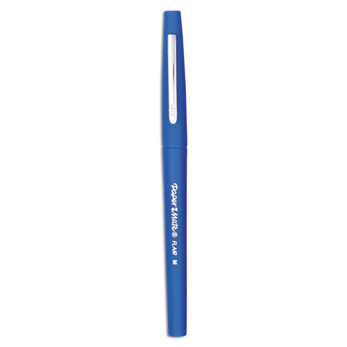 Image of Paper Mate® Point Guard Flair Felt Tip Porous Point Pen, Stick, Medium 0.7 Mm, Blue Ink, Blue Barrel, Dozen