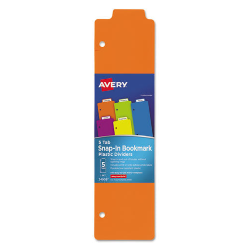 Image of Avery® Tabbed Snap-In Bookmark Plastic Dividers, 5-Tab, 11.5 X 3, Assorted, 1 Set