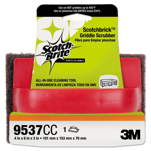 Image of Scotch-Brite PROFESSIONAL Scotchbrick Griddle Scrubber 9537, 4 X 6 X 3, Red/black, 12/carton