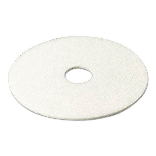 Image of 3M Low-Speed Super Polishing Floor Pads 4100, 19" Diameter, White, 5/carton