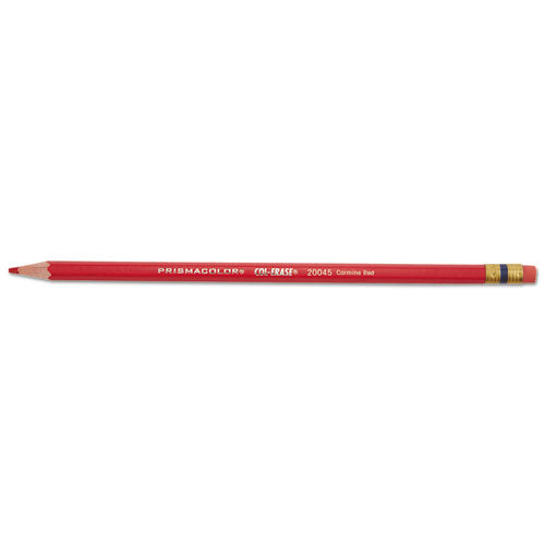 Image of Prismacolor® Col-Erase Pencil with Eraser, 0.7 mm, 2B, Carmine Red Lead, Carmine Red Barrel, Dozen