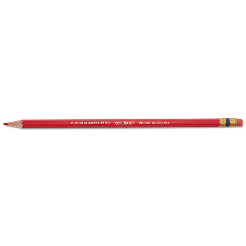 Image of Prismacolor® Col-Erase Pencil with Eraser, 0.7 mm, 2B, Carmine Red Lead, Carmine Red Barrel, Dozen