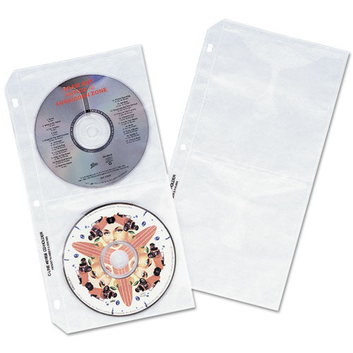 Image of C-Line® Deluxe CD Ring Binder Storage Pages, Standard, 4 Disc Capacity, Clear/White, 10/Pack
