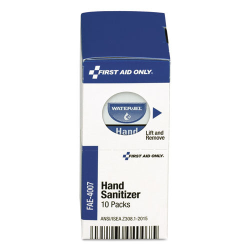Image of First Aid Only Gel Hand Sanitizer Packets For Smartcompliance First Aid Kits, 0.9 G, Clean Scent, 10/box