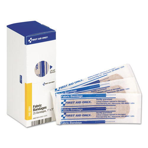 Image of First Aid Only Smartcompliance Fabric Bandages, 1 X 3, 25/box
