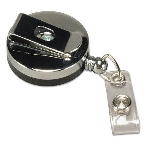 Image of SICURIX® Heavy Duty Id Card Reel, 30" Extension, Black/chrome