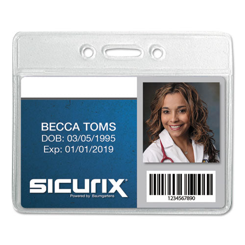 Image of SICURIX® Sicurix Badge Holder, Horizontal, 2.13 X 3.38, Clear, 12/pack