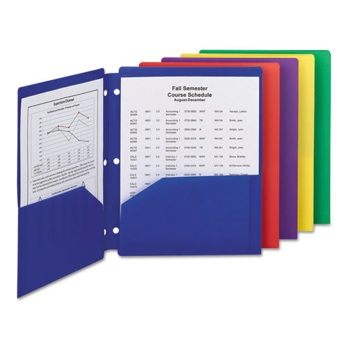 Image of Smead Poly Snap-In Two-Pocket Folder, 50-Sheet Capacity, 11 X 8.5, Assorted, 10/pack