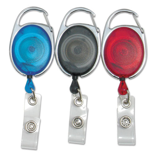 Image of SICURIX® Quick Clip Card Reels, 30" Extension, Blue/Red/Smoke, 3/Pack