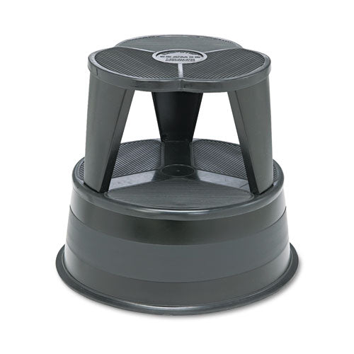 Image of Cramer® Kik-Step Steel Step Stool, 2-Step, 350 lb Capacity, 16" Diameter x 14.25"h, Black