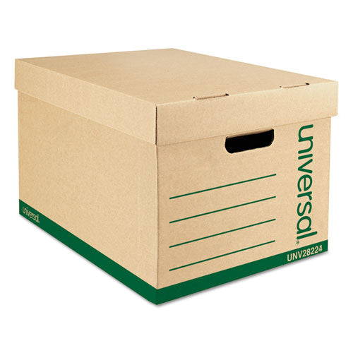 Image of Universal® Recycled Heavy-Duty Record Storage Box, Letter/legal Files, Kraft/green, 12/carton