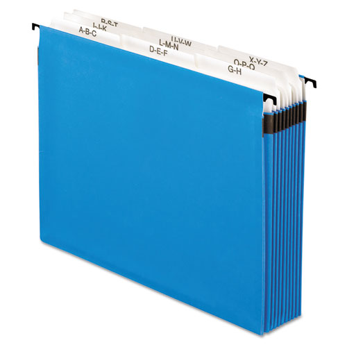 Image of Pendaflex® SureHook Nine-Section Hanging Folder, 9 Sections, 5.25" Capacity, Letter Size, 1/5-Cut Tabs, Blue