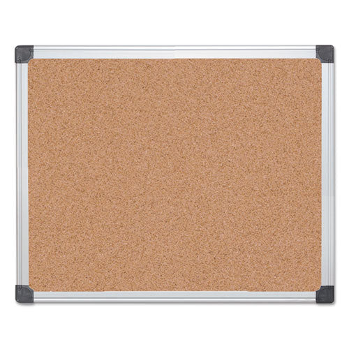 Image of MasterVision® Value Cork Bulletin Board with Aluminum Frame, 24" x 36", Tan Surface, Satin Aluminum Frame