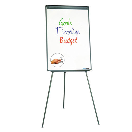Image of MasterVision® Basic Tripod Melamine Presentation Easel, 22.5" x 42", White Surface, Black Plastic/Steel Frame
