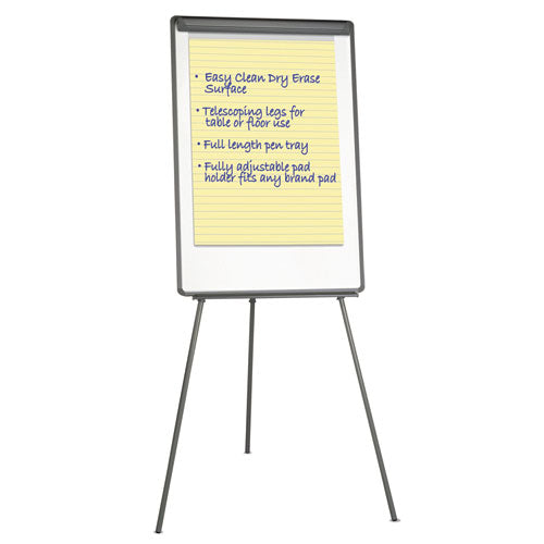 Image of MasterVision® Basic Tripod Melamine Presentation Easel, 22.5" x 42", White Surface, Black Plastic/Steel Frame