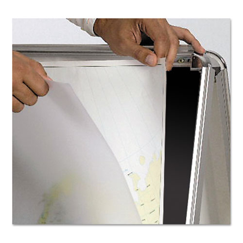 Image of MasterVision® Reversible Wet Erase Sign Board, Black 23" x 33" Surface, Satin Aluminum Frame, 24" x 24" x 42"