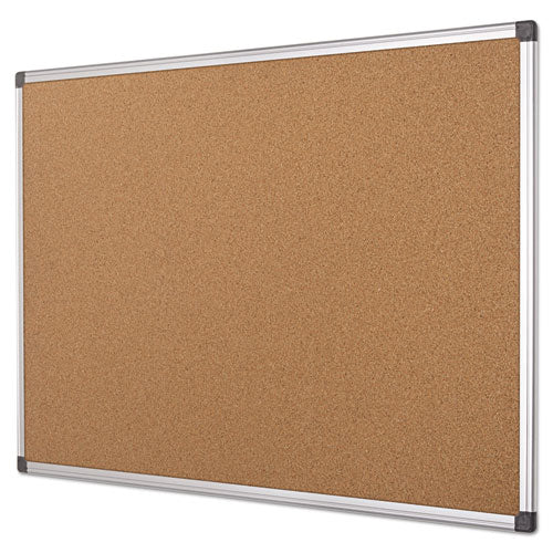 Image of MasterVision® Value Cork Bulletin Board with Aluminum Frame, 24" x 36", Tan Surface, Satin Aluminum Frame