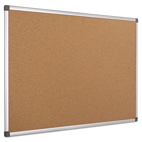 Image of MasterVision® Value Cork Bulletin Board with Aluminum Frame, 24" x 36", Tan Surface, Satin Aluminum Frame