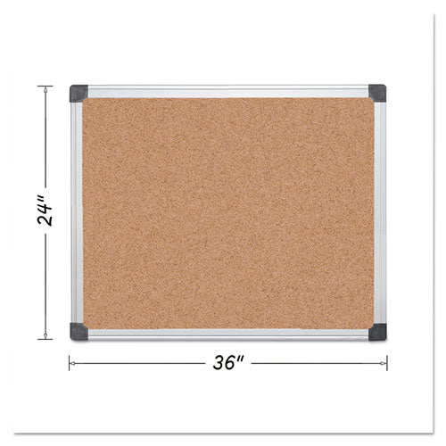 Image of MasterVision® Value Cork Bulletin Board with Aluminum Frame, 24" x 36", Tan Surface, Satin Aluminum Frame