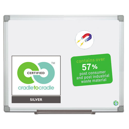 Image of MasterVision® Earth Silver Easy Clean Magnetic Dry Erase Boards, 36" x 24", White Surface, Satin Aluminum Frame