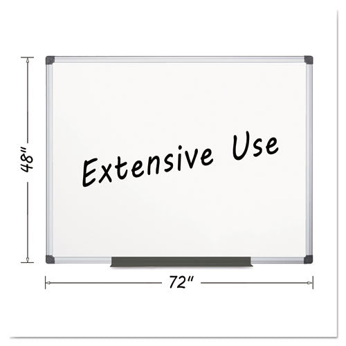 Image of MasterVision® Porcelain Value Dry Erase Board, 48" x 72", White Surface, Satin Aluminum Frame