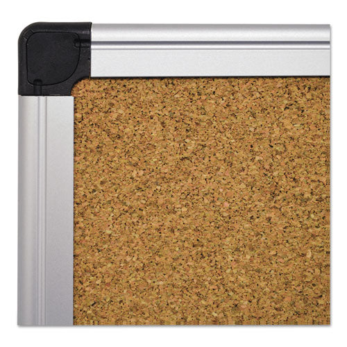 Image of MasterVision® Value Cork Bulletin Board with Aluminum Frame, 24" x 36", Tan Surface, Satin Aluminum Frame