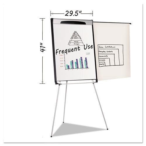 Image of MasterVision® Tripod Extension Bar Magnetic Gold Ultra Dry Erase Easel, 29" x 41", White Surface, Black/Satin Aluminum Frame