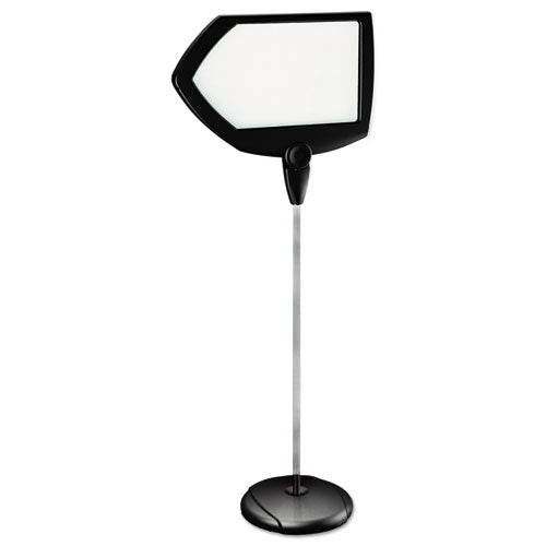 Image of MasterVision® Magnetic Dry Erase Floor Stand Signs, White 25" x 17" Arrow Surface, Black/Silver Frame, 25" x 10" x 38" to 63"
