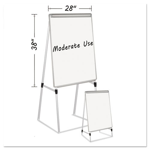 Image of MasterVision® Silver Easy Clean Dry Erase Quad-Pod Presentation Easel, 28" x 39.5", White Surface, Black/Satin Aluminum Frame