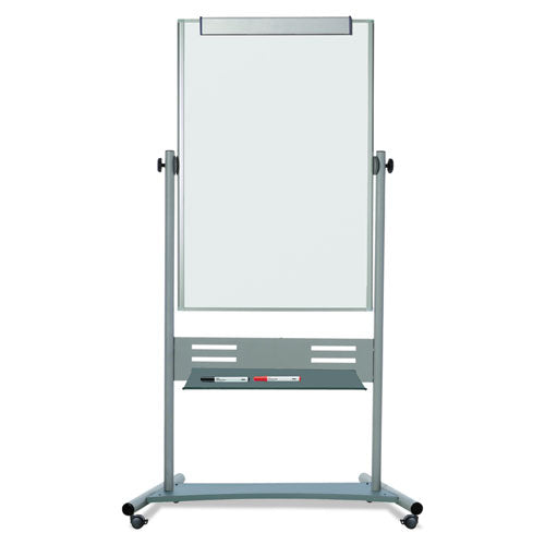 Image of MasterVision® Revolver Easel, Vertical Orientation, 35.4" x 47.2", White Surface, Satin Aluminum Frame
