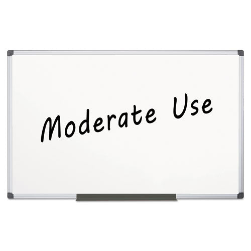 Image of MasterVision® Value Melamine Dry Erase Board, 48" x 96", White Surface, Satin Aluminum Frame