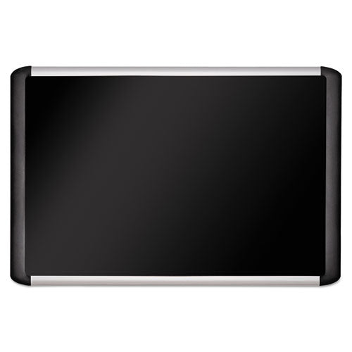 Image of MasterVision® Soft-touch Bulletin Board, 48" x 36", Black Surface, Black/Satin Aluminum Frame
