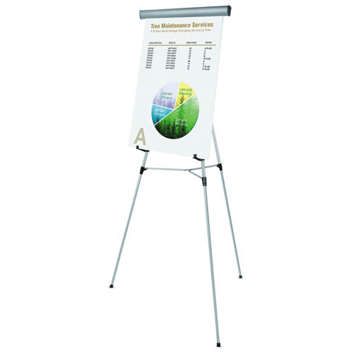 Image of MasterVision® Telescoping Tripod Display Easel, Adjusts 38" To 69" High, Metal, Silver